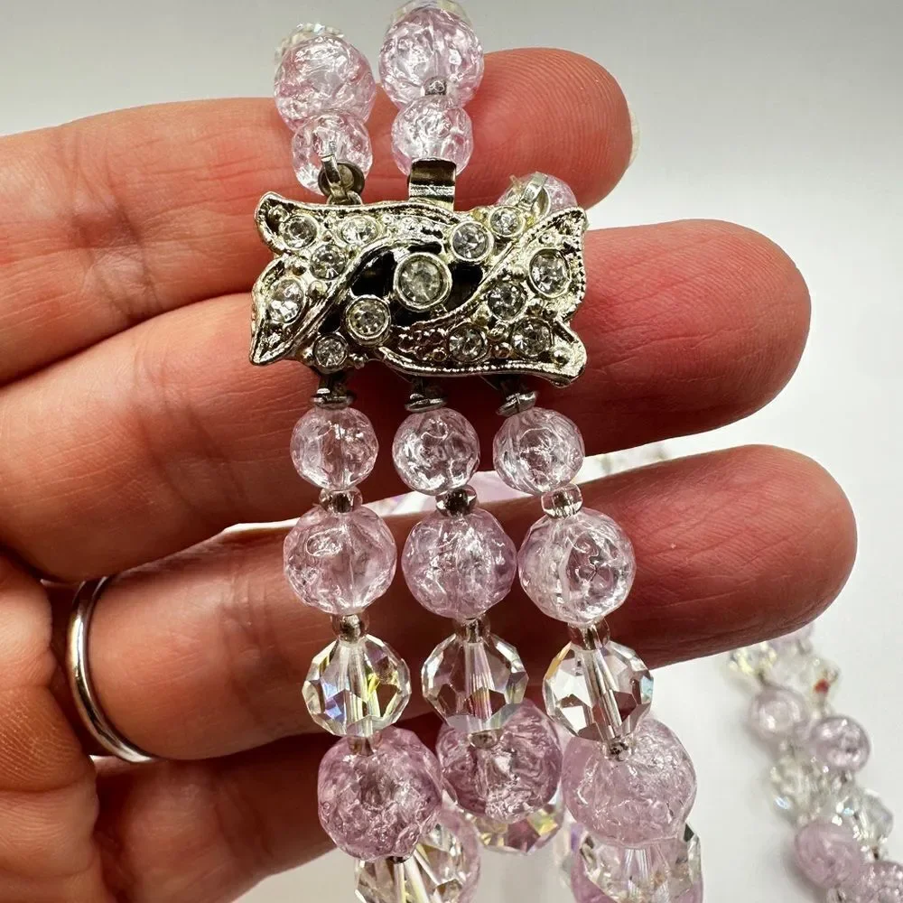 Vintage LAGUNA graduated acrylic and crystal beaded necklace and bracelet‎ set!